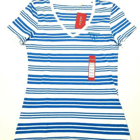 Guess Women's V-neck‎ Top Short Sleeve Logo Tee New - Picture 2 of 6